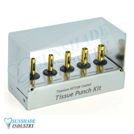 5 Pcs Dental Implant Tissue Punch Kit set Surgical Surgery With Box Holder